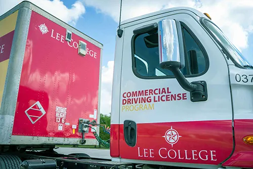 A Lee College tractor-trailer rig