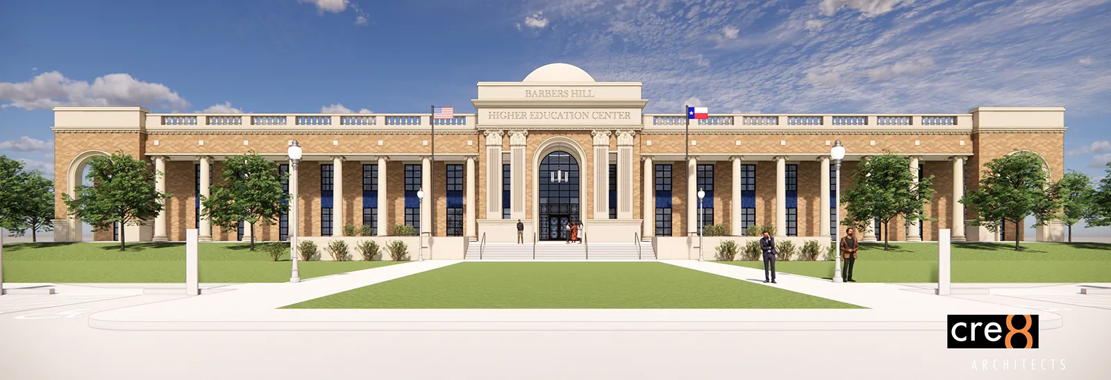 Exterior artist's rendering of the planned Mont Belvieu campus