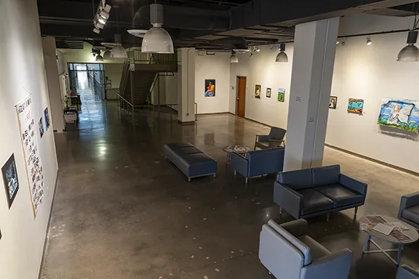 View from above, looking down on gallery