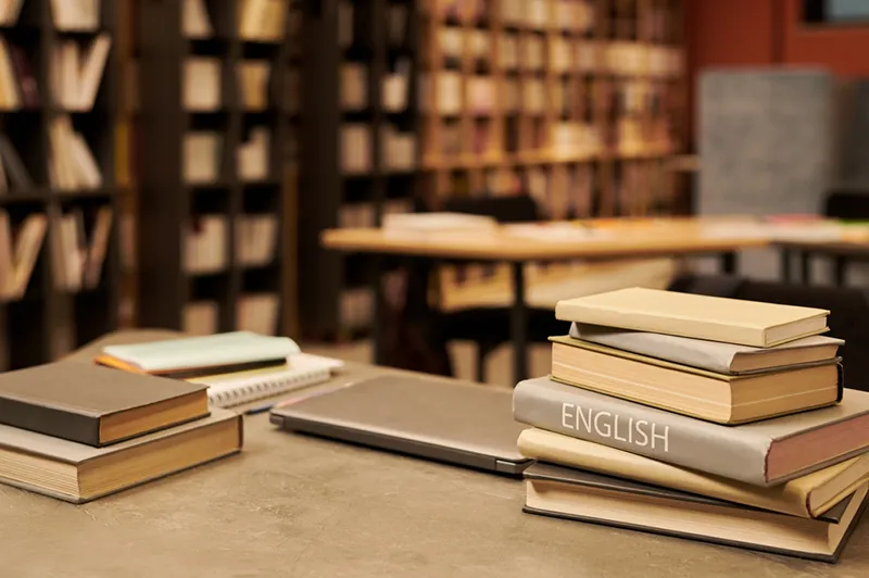A female student reading a book